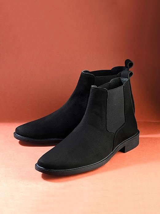 SHOEVALLEY Men's Chelsea Boots | High Ankle Slip On Synthetic Suede