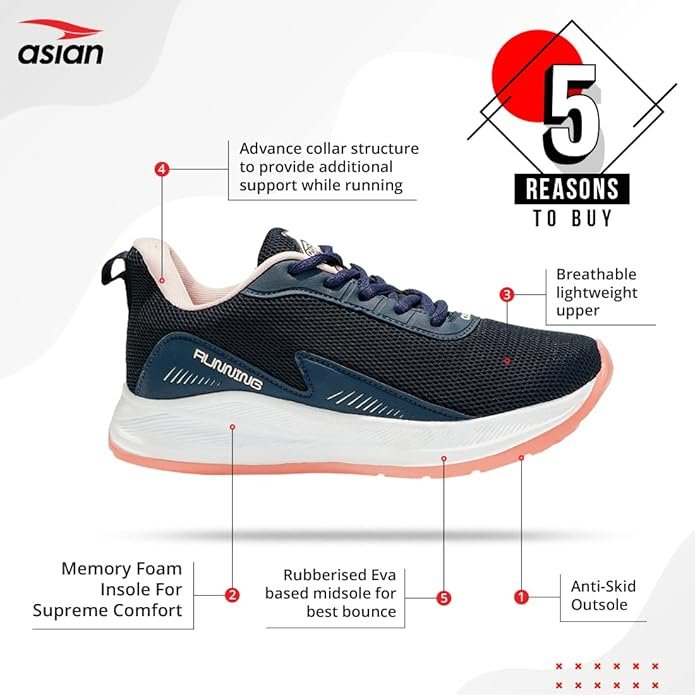 ASIAN Women's FIREFLY-09 Sports Running,Walking,Gym Shoes with Max Cushion Technology Lightweight Eva Sole with Memory Foam Insole Casual Sneaker Shoes for Women's & Girl's